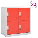 vidaXL Armoires à casiers 2 Pièces Gris clair et rouge 90x45x92 5cm Acier