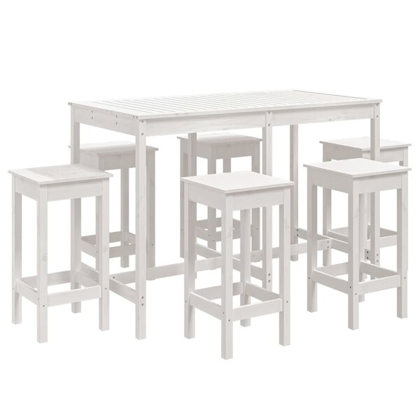 vidaXL Ensemble de bar de jardin 7 Pièces blanc bois de pin massif