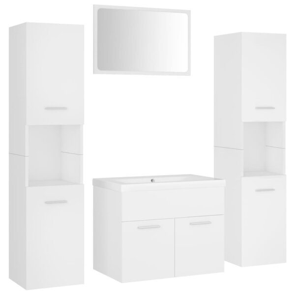 vidaXL Ensemble de meubles de salle de bain Blanc Aggloméré