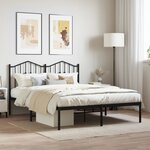 vidaXL Cadre de lit métal sans matelas avec tête de lit noir 140x200cm