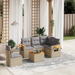 vidaXL Salon de jardin avec coussins 6 Pièces beige résine tressée
