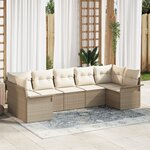 vidaXL Ensemble de Canapé de Jardin 7 pièces avec coussins en poly rattan beige