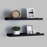 vidaXL Étagères à rebord pour cadre photo 2 Pièces Noir 60x9x3 cm MDF