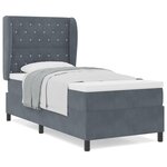 Lit box spring vidaXL avec matelas gris foncé 90x190 cm en velours