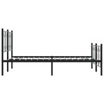 vidaXL Cadre de lit métal avec tête de lit/pied de lit noir 135x190 cm