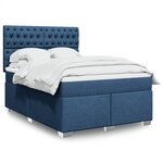 vidaXL Sommier à lattes de lit avec matelas Bleu 140x200 cm Tissu