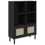 vidaXL Bibliothèque SENJA aspect de rotin noir bois massif de pin