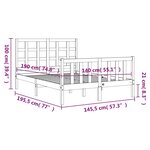 vidaXL Cadre de lit avec tête de lit 140x190 cm bois massif