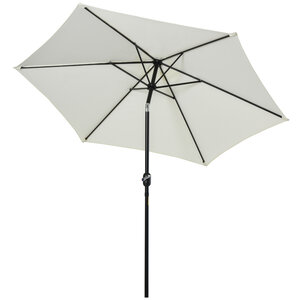Parasol inclinable de jardin balcon terrasse manivelle toile polyester imperméabilisée haute densité 180 g/m² Ø2 7 x 2 35H m alu crème