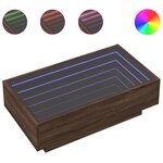 vidaXL Table basse avec LED chêne marron 90x50x30 cm bois d'ingénierie