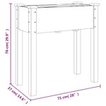 vidaXL Jardinière sur roues avec doublure brun 71x37x80 cm bois sapin