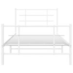 vidaXL Cadre de lit métal avec tête de lit/pied de lit blanc 107x203cm