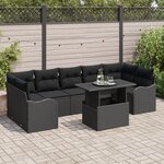 vidaXL Ensemble de canapés de jardin 8 pièces avec coussins Noir Rattan Poly
