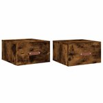 vidaXL Tables de chevet murales 2 Pièces chêne fumé 35x35x20 cm