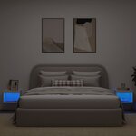 vidaXL Tables de chevet murales avec lumières LED 2 Pièces blanc