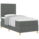 vidaXL Lit à ressort avec matelas gris foncé 100x200 cm en tissu