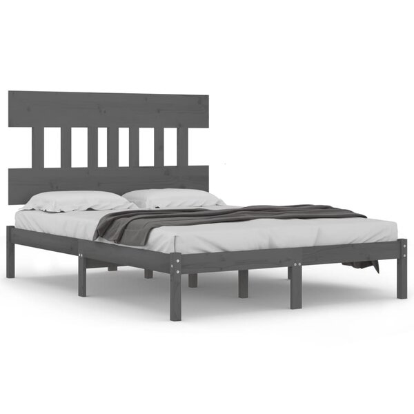 vidaXL Cadre de lit sans matelas gris 150x200 cm bois massif