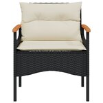 vidaXL Salon de jardin 3 Pièces avec coussins noir résine tressée