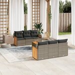 vidaXL Salon de jardin avec coussins 7 Pièces gris résine tressée