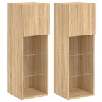vidaXL Meubles TV avec lumières LED 2 Pièces chêne sonoma 30 5x30x90 cm