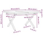 vidaXL Table basse cadre en X 60x60x40 5cm bois de pin massif et fonte