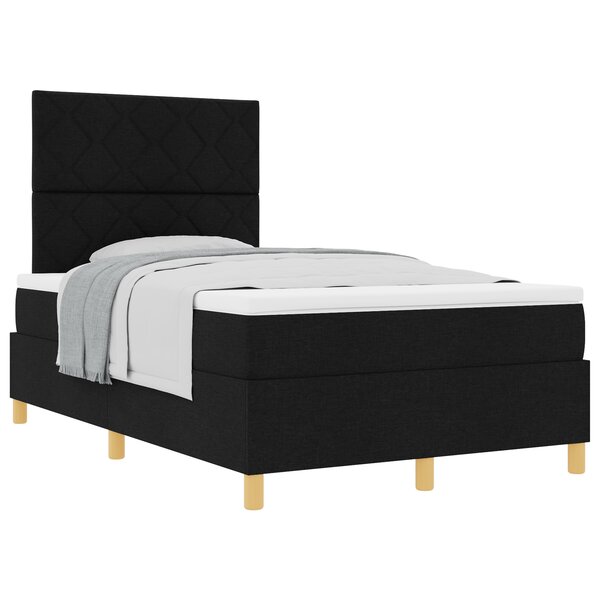 vidaXL Lit à ressort avec matelas noir petit double en tissu