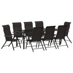 vidaXL Ensemble de 9 pièces pour repas en jardin noir rattan poly
