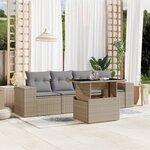 vidaXL Salon de jardin avec coussins 5 Pièces beige résine tressée