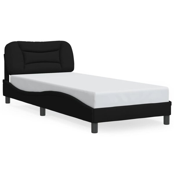 vidaXL Cadre de lit avec LED sans matelas noir 90x200 cm tissu
