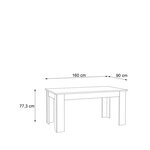 Table a manger de 6 a 8 personnes - Blanc mat et décor chene sonoma - Contemporain - PILVIL - 160 x l 90 cm