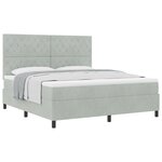 Lit à ressort vidaXL avec matelas Gris clair Super King en velours