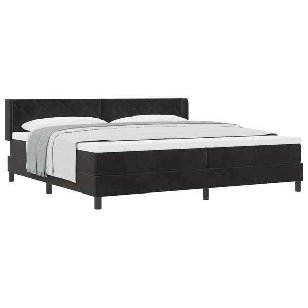 Lit Box Spring vidaXL avec Matelas Noir 200x200 cm Velours
