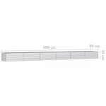 vidaXL Lit surélevé de jardin 600x80x45 cm Acier galvanisé Argenté
