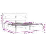 vidaXL Cadre de lit sans matelas gris 200x200 cm bois massif de pin
