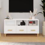 vidaXL Meuble TV Blanc brillant 102x36x50 cm Bois d'ingénierie