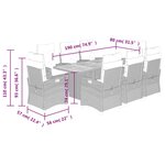 vidaXL Ensemble à manger de jardin et coussins 9 Pièces beige Poly rotin