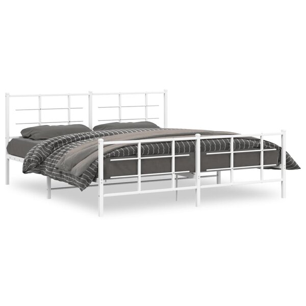 vidaXL Cadre de lit métal sans matelas et pied de lit blanc 183x213 cm