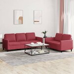 vidaXL Ensemble de canapés 2 Pièces et coussins Rouge bordeaux Similicuir