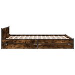 vidaXL Cadre de lit à tiroirs chêne fumé 135x190 cm bois d'ingénierie