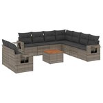 vidaXL Salon de jardin avec coussins 10 Pièces gris résine tressée