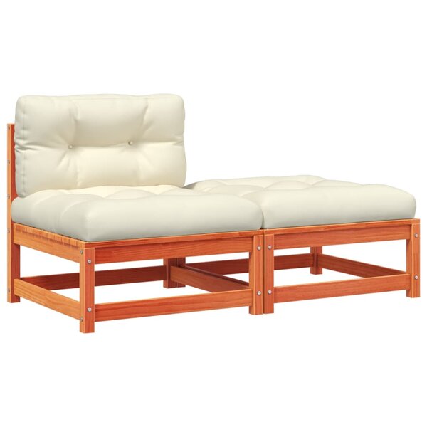 vidaXL Canapé de jardin sans accoudoirs avec coussins et repose-pieds