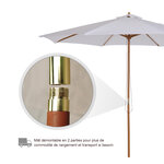 Parasol droit en bois polyester haute densité protection solaire Ø 3 x 2 5 m crème