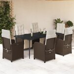vidaXL Ensemble à manger de jardin et coussins 7 Pièces marron rotin