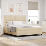 vidaXL Lit à ressort avec matelas & LED Crème 180x200 cm Tissu