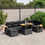 vidaXL Salon de jardin 8 Pièces avec coussins noir résine tressée