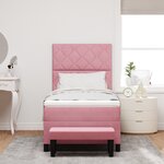 vidaXL Lit à ressorts avec matelas et banc rose 90x200 cm velours