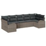 vidaXL Ensemble de canapé de jardin 7 pièces avec coussins en poly rotin gris