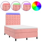 vidaXL Sommier à lattes de lit matelas et LED Rose 120x200cm Velours