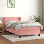 vidaXL Sommier à lattes de lit avec matelas Rose 100x200 cm Velours