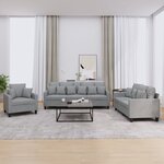 vidaXL Ensemble de canapés 3 Pièces coussins gris clair tissu